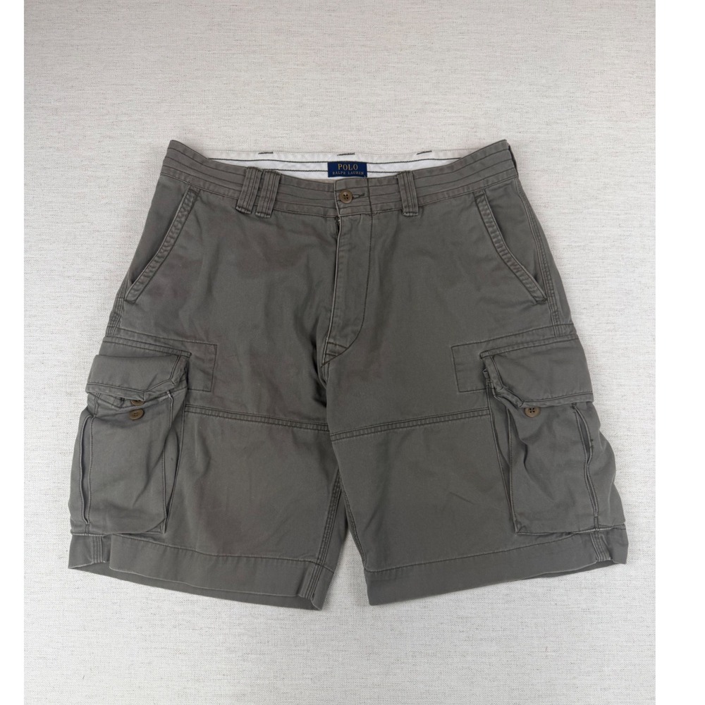 Polo Ralph Lauren Mens Cargo Shorts Size 36 Green Olive Cotton Twill 9in